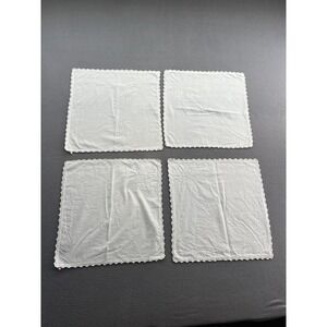 Lillian Vernon Set of 4 White Cotton Napkins Crochet Lace Edge Floral Embroidery